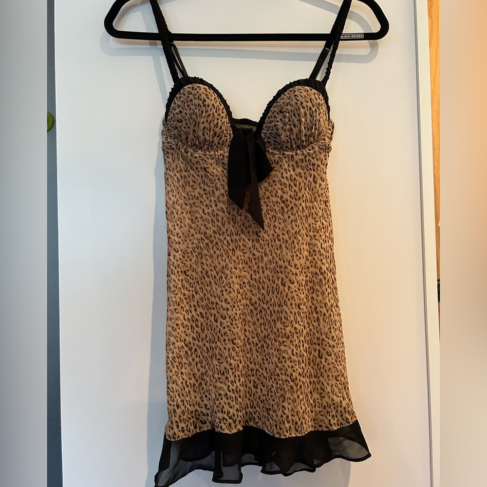 Leopard print babydoll teddy